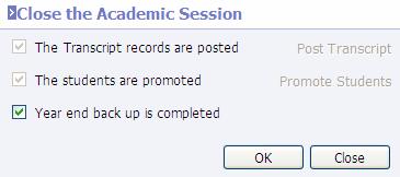 To copy custom data fields from the previous academic session to the new academic session, check the Copy Custom Data box.
