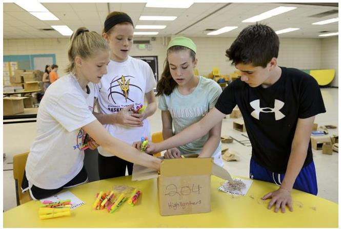 Crayons to Calculators school supply drive seeks donations, volunteers By Amy Bounds Staff Writer POSTED: 07/06/2015 06:37:06 PM MDT From left: Claire Gillett, 16, her sister Mary Gillett, 15, Meg