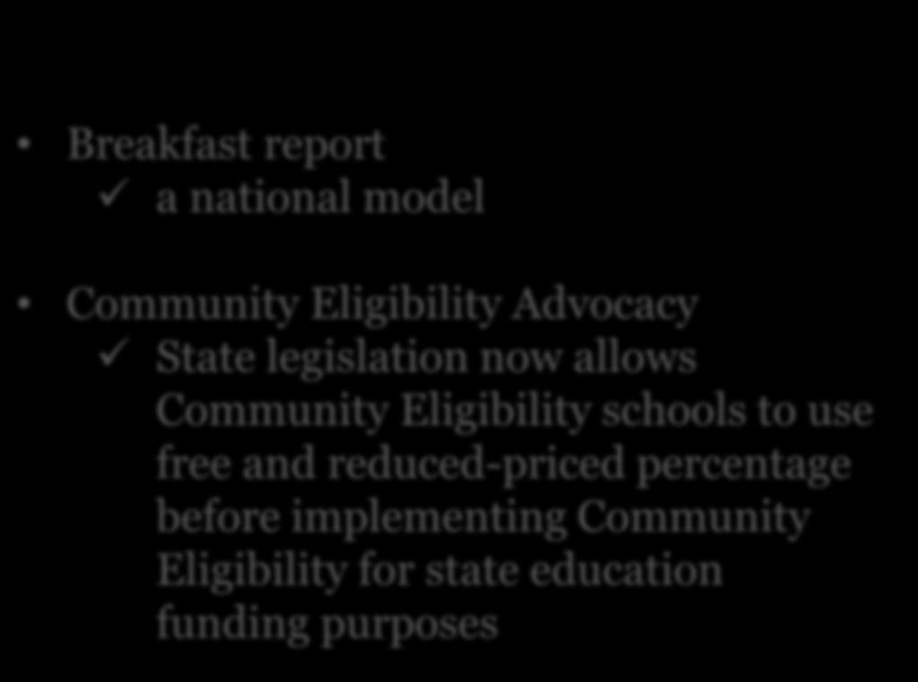 Maryland Hunger Solutions Breakfast report a national model