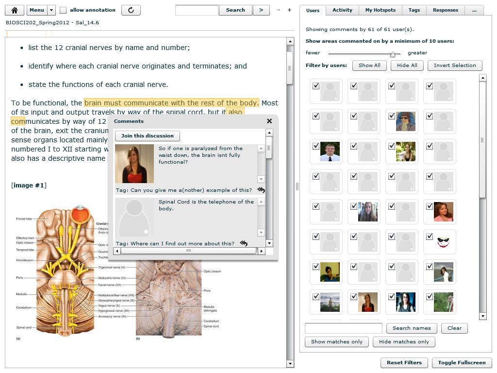 ACTIVITY 4 FILTERING IN SALON Salon annotations can be messy as we saw in activity 3. However, salon annotations can be filtered for better understanding. For example see below.