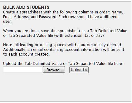 org\tab John Note that name, email and passwd (usually set to first name to start with) are separated by tab character.