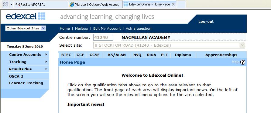 3. Edexcel Online Edexcel Online is an invaluable service for administrators providing support at every stage of the qualification cycle, from approval through to registration and entry, reporting of