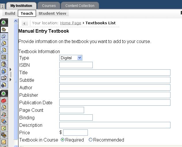 3 Manually entering a title If you are unable to find the textbook you need to assign, or if what you are assigning is not a