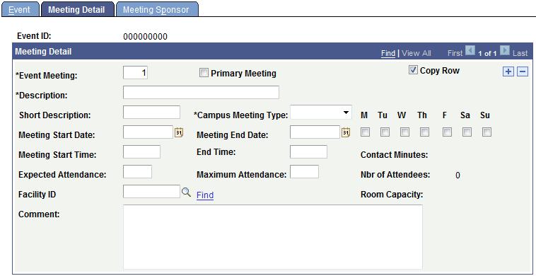 Schedule an Event Section 12 4. Click the Find link next to Facility ID. o The Search Option box will default to Fixed Start/End Time. See Step 8 for flexible start time options.