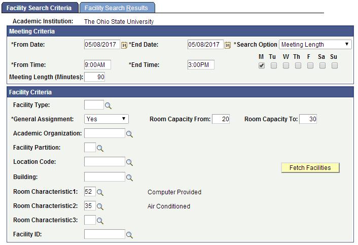 Schedule an Event Section 12 6. Select a checkbox for the desired facility for your event. 7. Click OK.