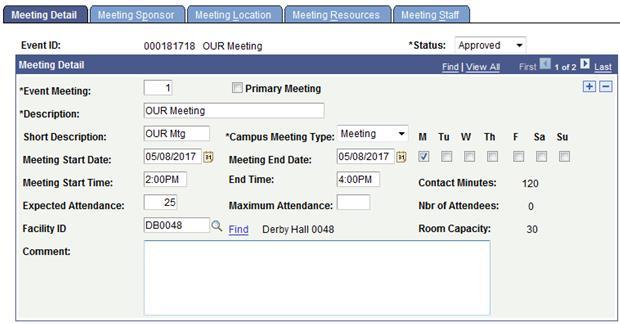 Schedule an Event Section 12 o Change the Status of the request to Approved in the top right corner. o Once an event is in Approved status, it will show on the Room Matrix.