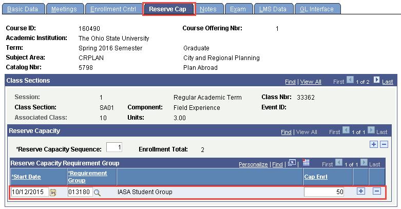 Education Abroad Section 16 o IASA Student Group Reserve Cap Start date is