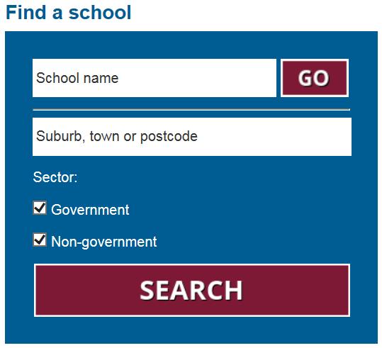 Where it says School name, type in the name of the school you wish to view, select the school from the drop-down list and select <GO>.