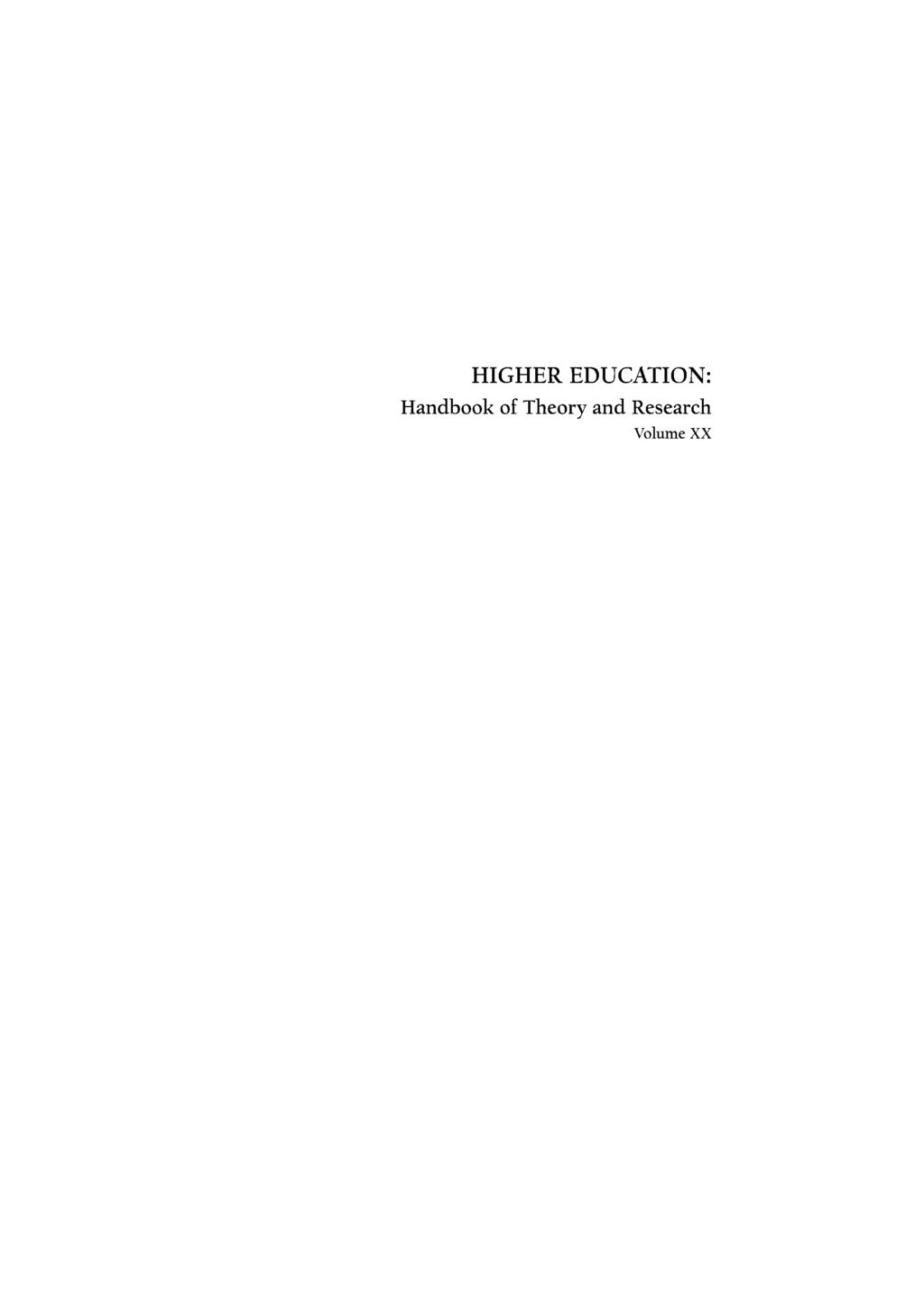 HIGHER EDUCATION: Handbook of