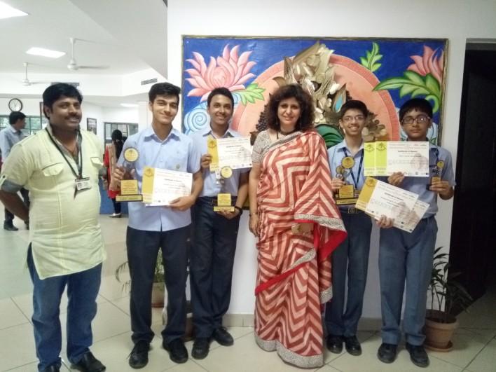 13 th Global Harmony -2017Organised by Akhil Bhartiya Sanskriti Aniruddh Sriram and Ribhul Raghuwal of class 11 and Shivang Duseja of class 10 won the First