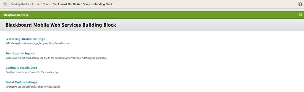 % Click Server Registration Settings to enter the Blackboard Learn instance s settings.