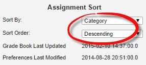 Filtering and Sorting in Grade Book, Continued Sorting Assignments Use the sorting options in the Settings menu to change the order of assignments in the Grade Book.