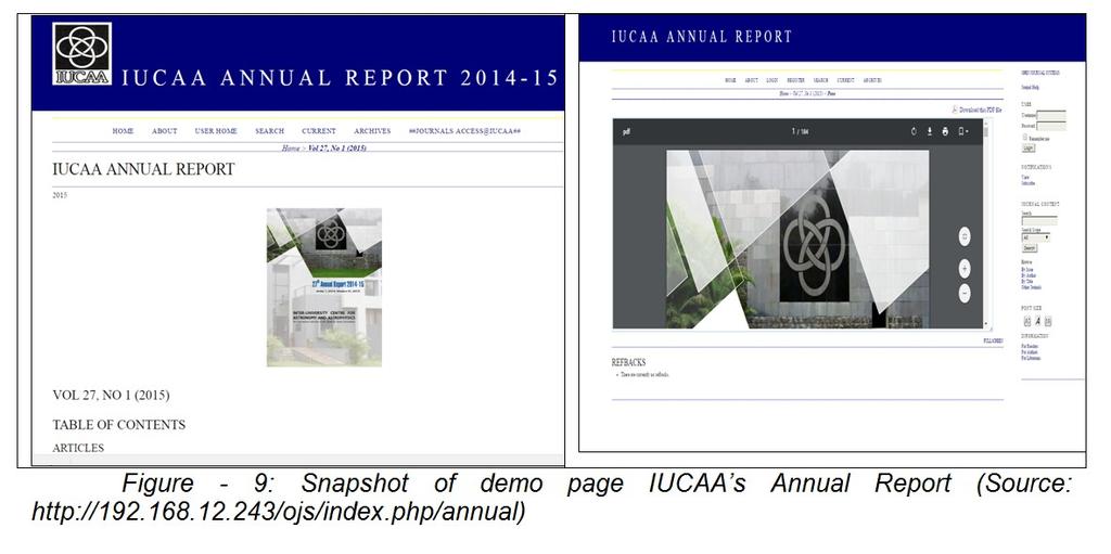 IUCAA Annual Report: As the demo, IUCAA s Annual Report for the year 2015, has been uploaded.