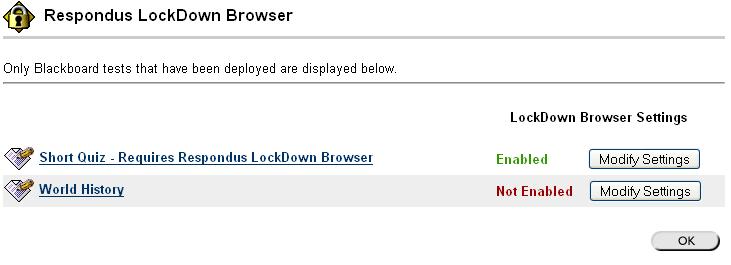 To require the Respondus LockDown Browser for a test that has already been deployed in your Blackboard course, go to the Control Panel, locate the Course Tools section, and click the link for