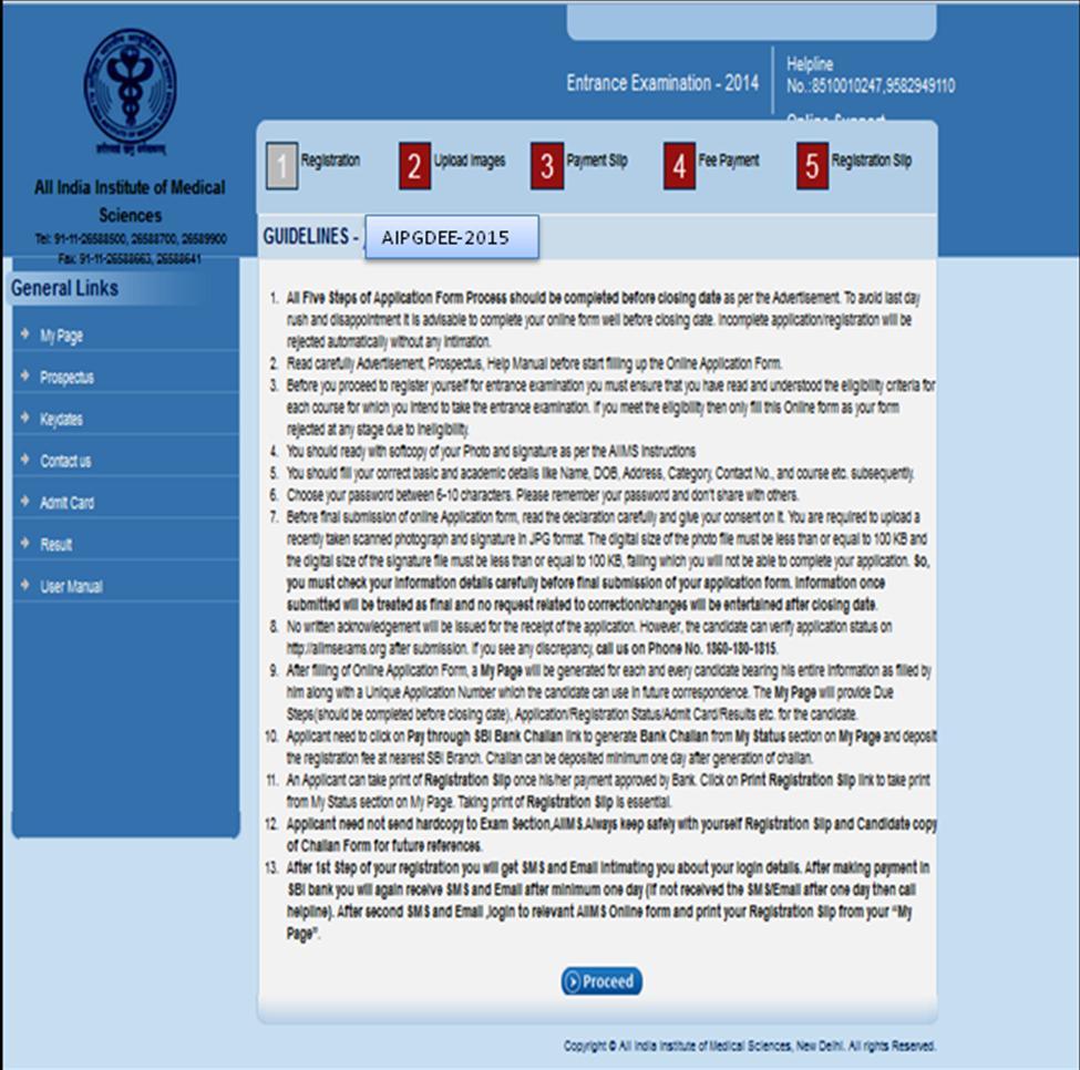 GUIDELINES PAGE On clicking on New Registration the applicant will be directed to the Guidelines page.
