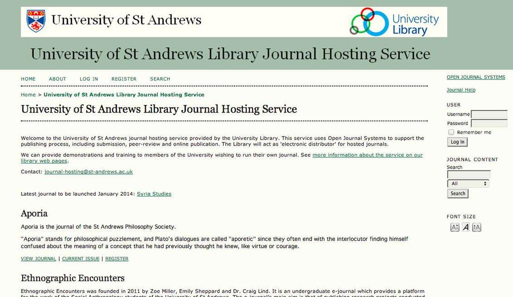Library as Publisher Open Journal Systems (OJS) Offers simple