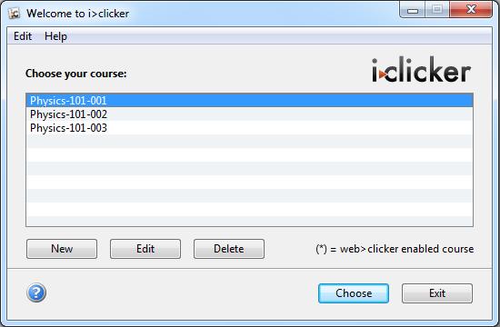 i>clicker v6.1 User Guide 41 3 - Using i>clicker in the Classroom Polling Students 1. Double-click the i>clicker icon to start the program. 2. The Welcome screen appears.