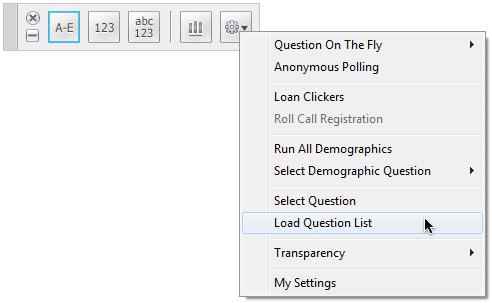 At the prompt to open a question list, click Yes. Question List Available information window 3. In the Open Question List File: window, select a question list to open. 4.