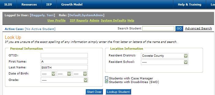 HOW TO SEARCH FOR A STUDENT IN GOIEP 1. LOG INTO GOIEP. 2. SELECT ADVANCED SEARCH TO ACCESS THE LOOKUP SCREEN SHOWN BELOW.