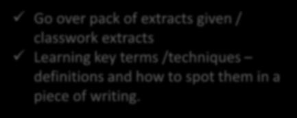 analyse the writing in detail Go over pack of extracts