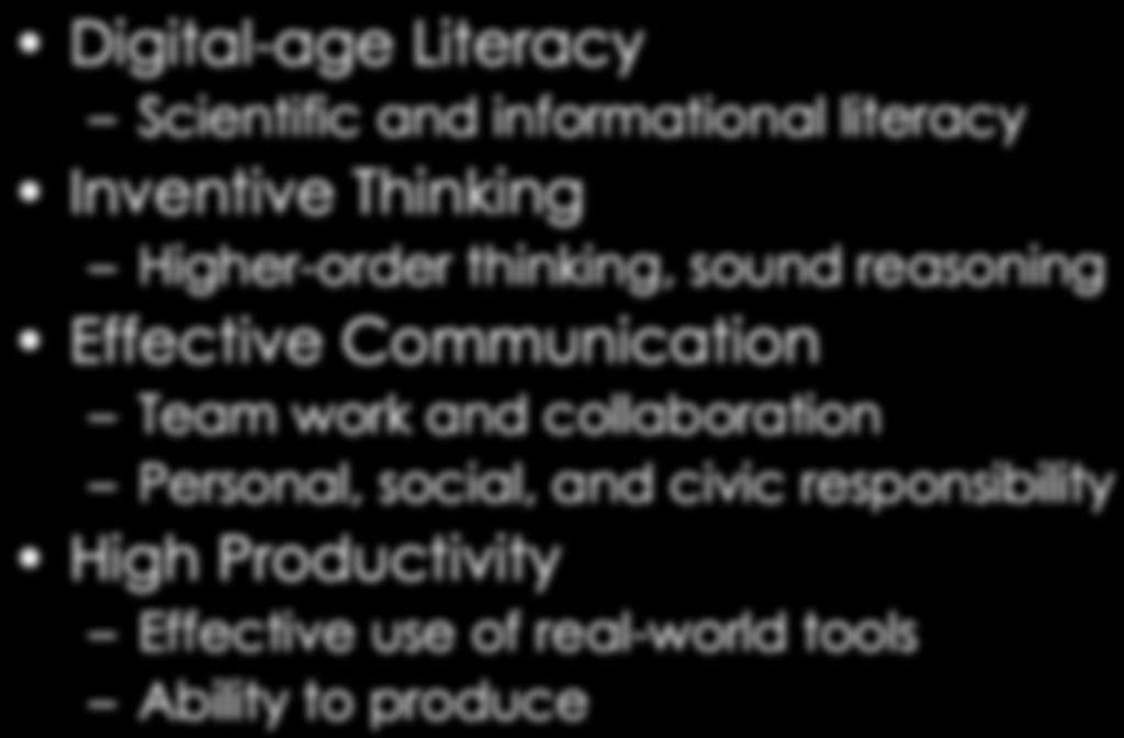 SGI Addresses 21 st Century Skills Digital-age Literacy Scientific and informational literacy Inventive