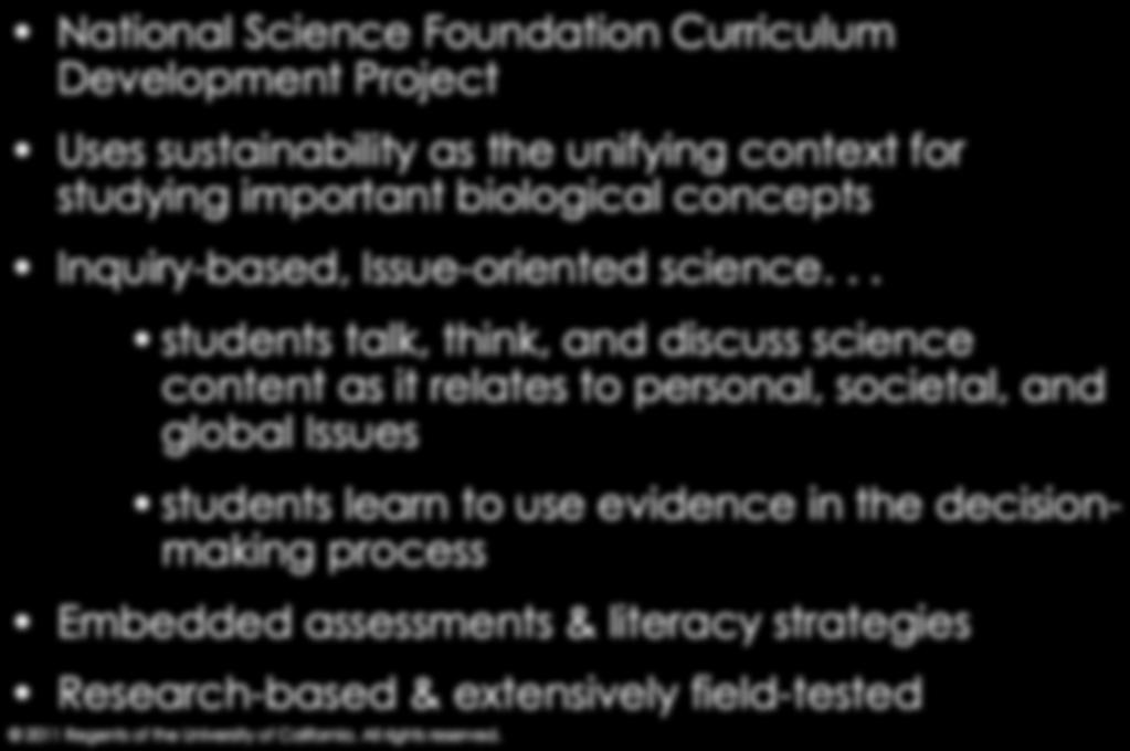 .. students talk, think, and discuss science content as it relates to personal, societal, and