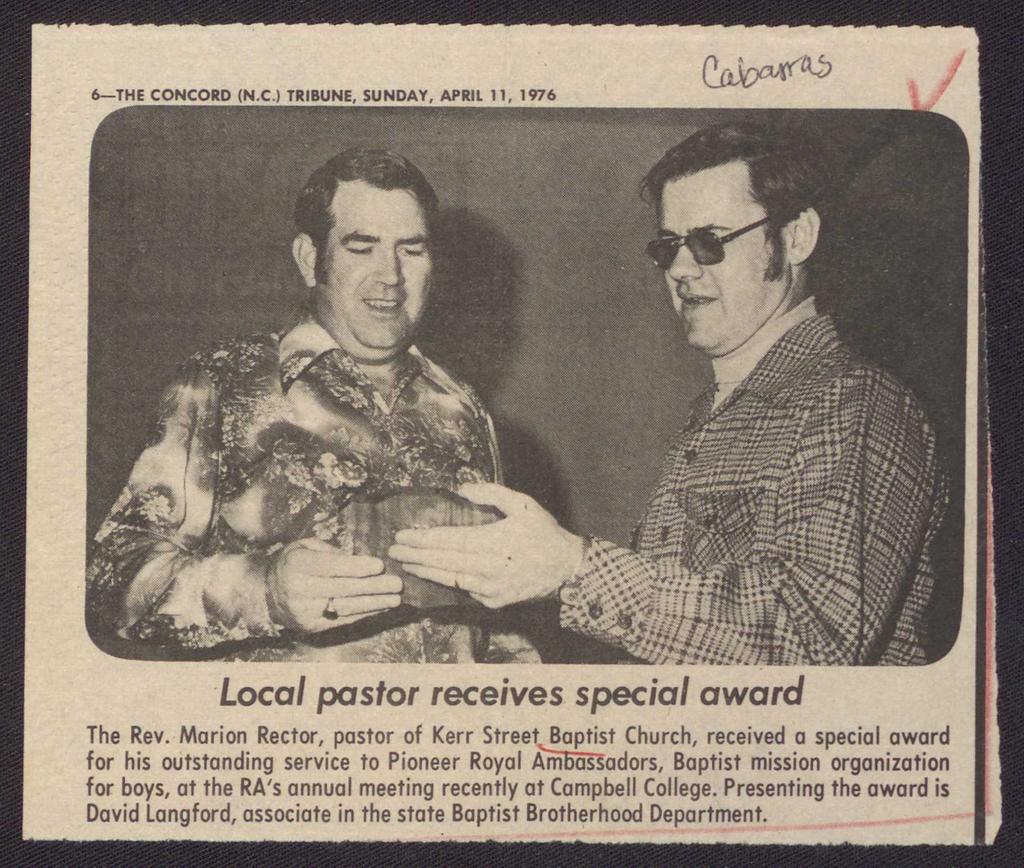 ti -Local pastor receives special award The Rev.