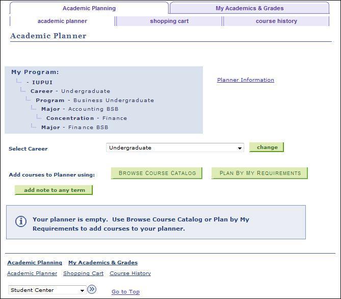 Using the Planner The Planner is a tool for you to use in building a list of classes that will meet your academic objectives. Only you may add or edit the information in your Planner.