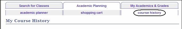1. If you want to view your course history while in the Planner, click the Course History tab. 2.