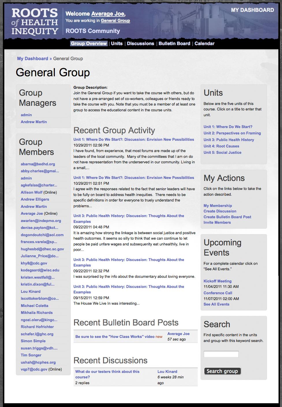 Sample #8: Example of an Active Group Page (General