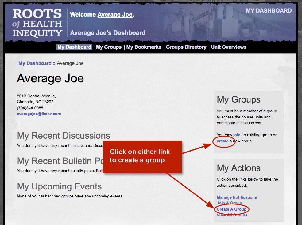 Sample #2: Create a Group from Your Dashboard