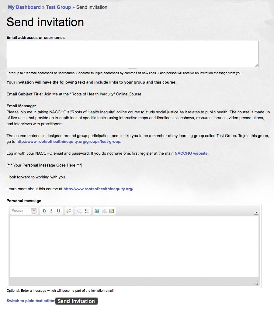 Sample #6: Invite Others to Join Your Group