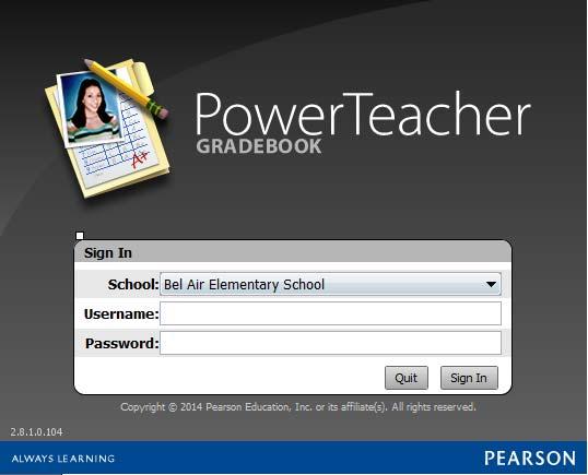 The Gradebook Launcher Window Once the PowerTeacher Gradebook Launcher Window is open: 1.