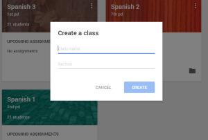 1. Open Classroom after you log in using a Google Apps for Education account (i.e. yourusername@sbcsc.k12.in.us). 2. Click on the + button in the top right to create your first class.