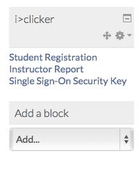 Once you have added the iclicker block, then you want to select Single Sign- On Security Key IMPORTANT: Make sure to copy the security key, you will need it once you open up the
