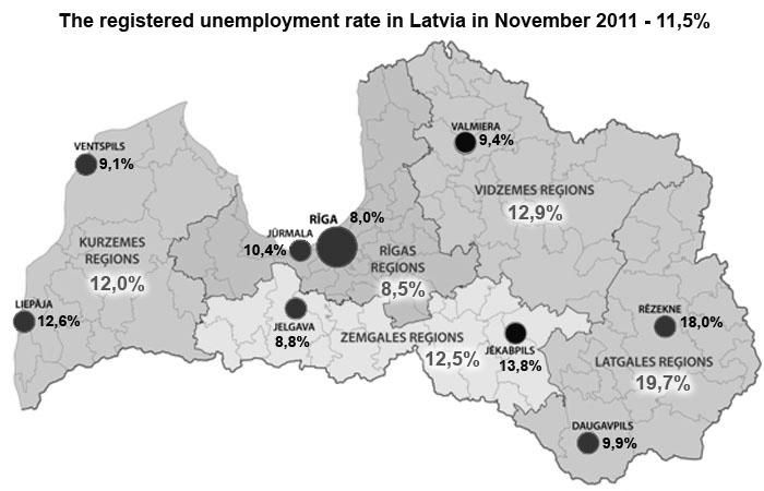Figure 4-1 The Registered Unemployment Rate Table 4-4 Participation in Adult Education by Regions (per cent). Source: CSB Regions Non-formal education Riga region 34.6 Pieriga region 19.