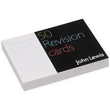 It should be a condensed version of whatever you have in your notes and you should be able to take in the information on the card at a glance.