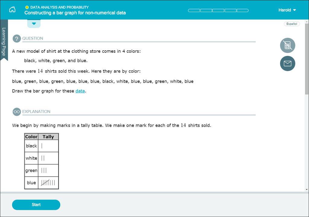 Figure 10: Learning Page Learning Page The ALEKS Learning Page provides a sample problem for the current topic, with detailed explanation and answer (Fig. 10).