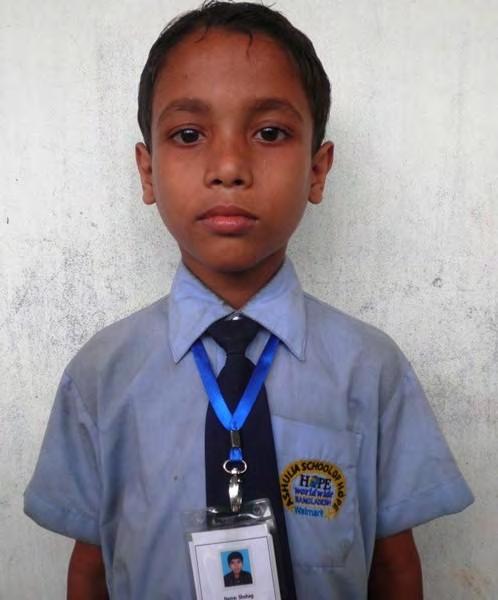 Story of Akash : Akash is 9 years old. He is studying in Play Group. His father s name is Akul Pramanik. He works in Gas factory. His mother s name is Rasida Begum. She works in a Garments factory.