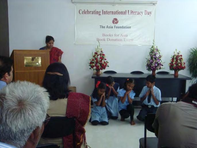 Events : Jamgara School of HOPE International Literacy Day: On 8 th September, we had an invitation to attend Asia Foundation to perform a drama and receive books for our school library.