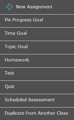 How to Find It: Select a class Click Assignments Click Assignments From this table, you can also create or duplicate assignments by clicking on the New Assignment link.
