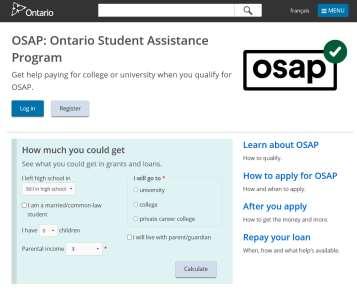 ca/osap Talk to your school s guidance