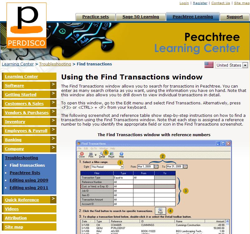 The Peachtree Learning Center The Peachtree Learning Center is specifically designed to help you learn how to use the Sage Peachtree Complete Accounting software.