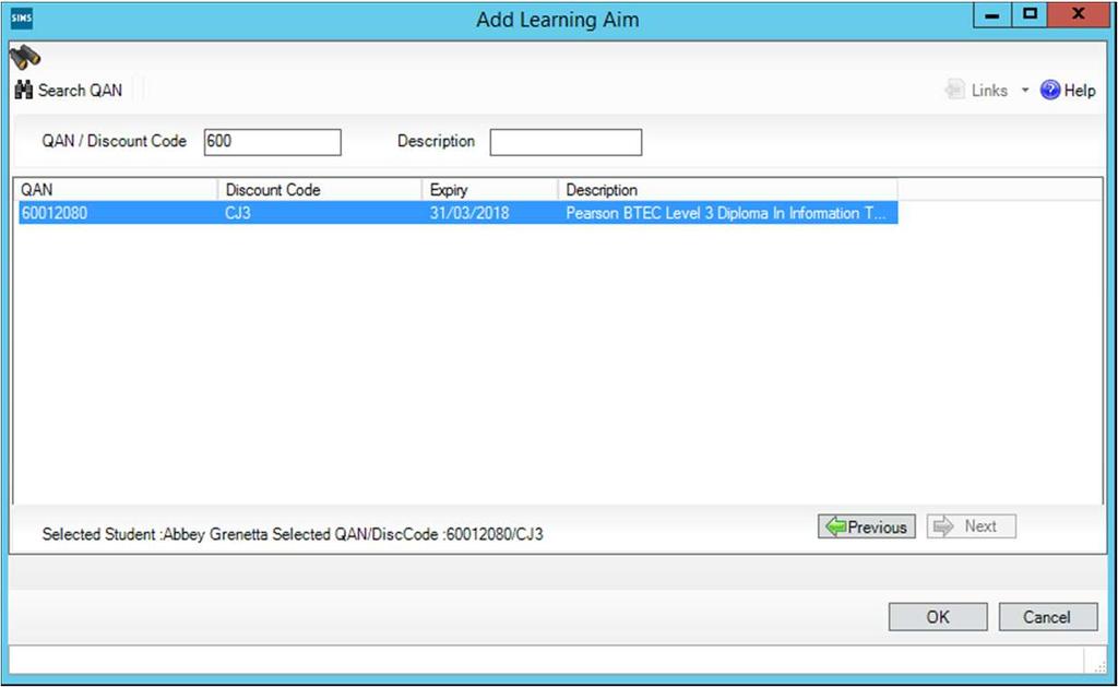 To remove a learning aim record: 1. Highlight the Learning Aim, and then click the Exclude button. The Learning Aim row will appear shaded to signify it will not be included in the return.