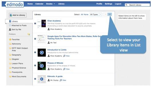 Show items in your library that have either been added via the Library button or by being attached to posts in your groups.