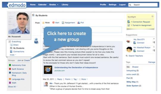 Here s how to create a new group: Step 1: In the left-hand column of your homepage, click the create