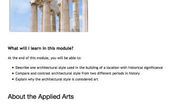 different periods in history Describe why the architectural style is considered art 4. Select the objectives. 2.1.