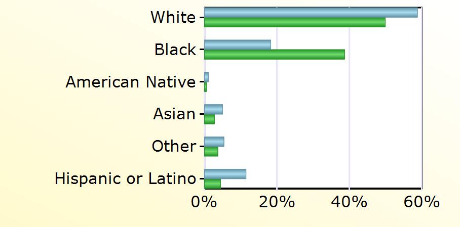 Virginia White 164 13,104 Black 51 10,156 American Native 3 150 Asian 14 720 Other 15 963 Hispanic or Latino 32 1,163 Age
