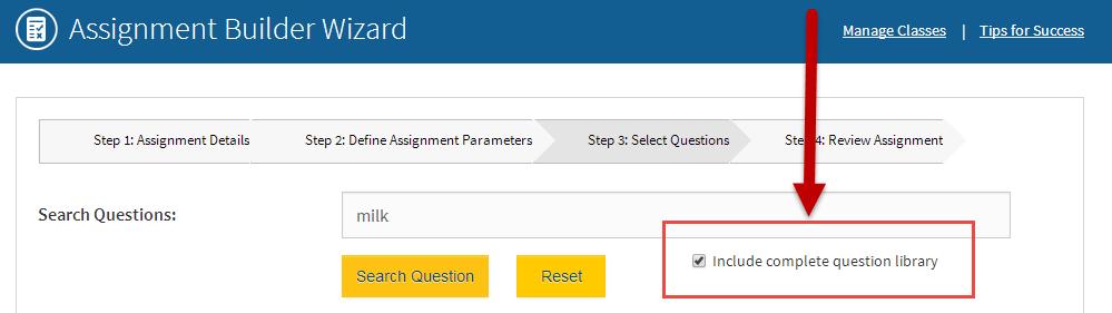 Searching Questions: Custom Assignment You can search against the result set by entering