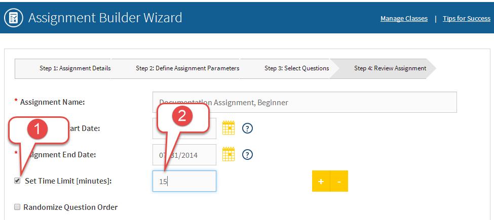 Here, you can amend the assignment details, review assignment questions, and take advantage of additional features.